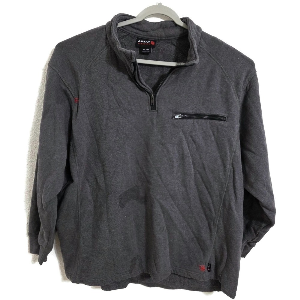 Ariat FR‎ Sweatshirt Mens 3XL Gray 1/4 Zip Fleece CAT 2 2112 Flame Resistant